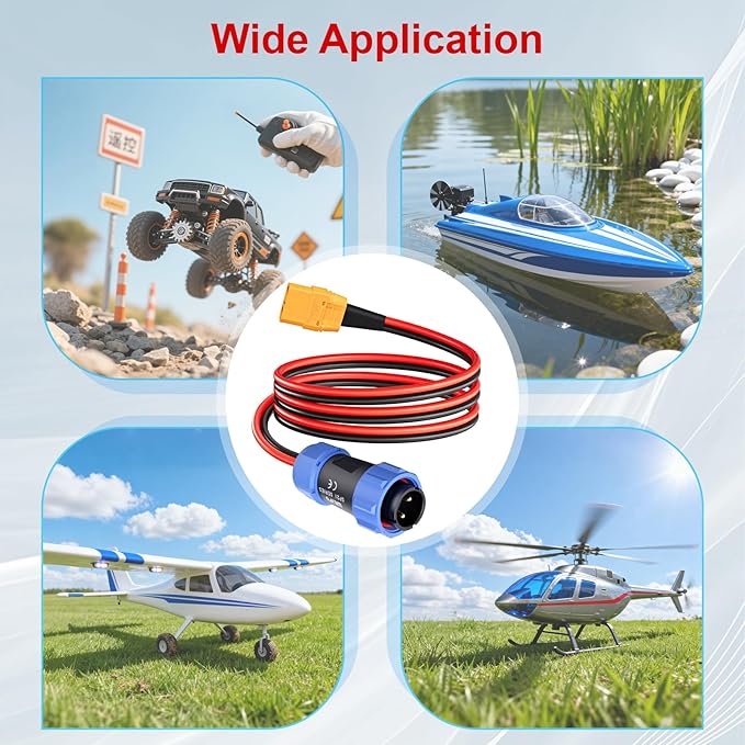 ELFCULB Aviation Plug to XT90 Cable 12AWG XT90 Female Connector to Aviation Male 12V Charing Cable Compatible with Portable Power Station AC200MAX/AC200P New 2-Pin(6FT)