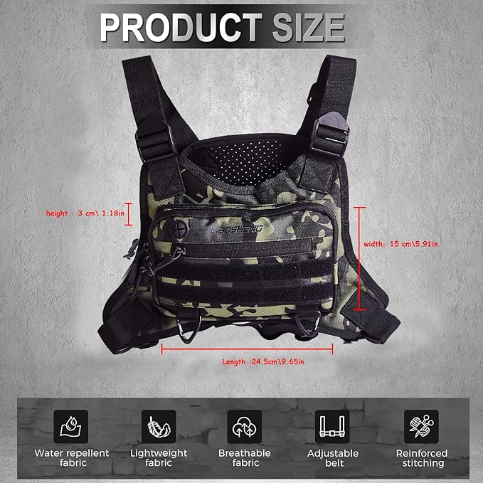Multipurpose Outdoor Sports Chest Bag Tactical Vests for Men/Women -EDC Travel Chest Pack for Running Hikingcycling(Camo)