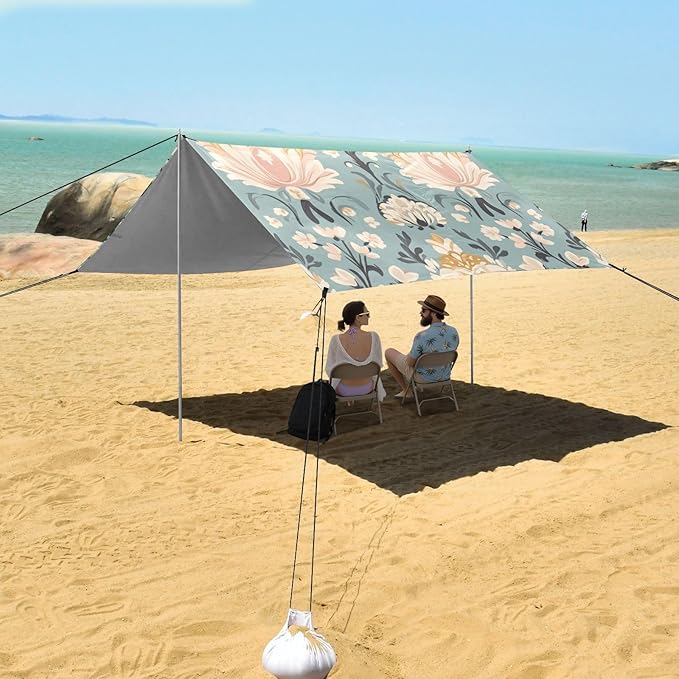 ALAZA Indian Floral Pattern Beach Tent Sun Shelter Portable Canopy Sunshade for Outdoor Camping Picnics Backyard Fun 10x9 ft