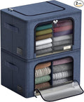 Sorbus Storage Bins with Divided Interior - Large Stackable &amp Foldable Organizer Containers with Metal Frame Oxford Fabric Large Window &amp Carry Handles - Organization for Bedroom Linens &am