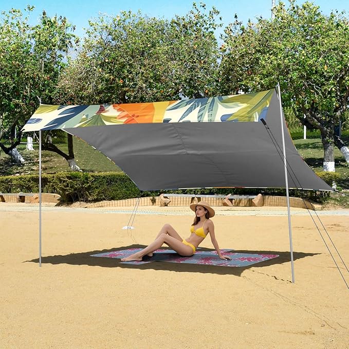 ALAZA Dinosaurs Seamless Pattern Dinos Palms and Berrie Beach Tent Sun Shelter Portable Canopy Sunshade for Outdoor Camping Picnics Backyard Fun 10x9 ft