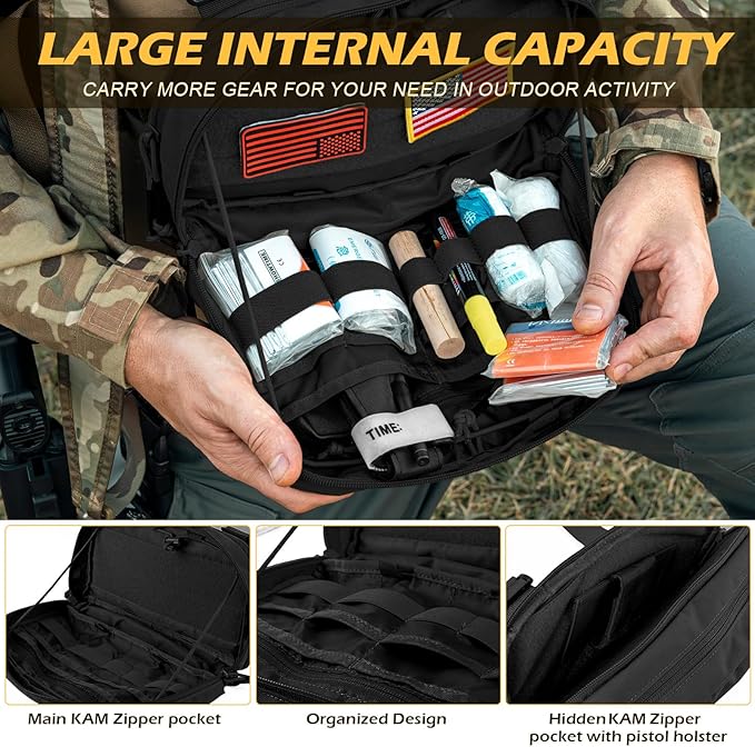 Tactical Chest Pack Bag Molle EDC Pouch Bag with CCW Compartment Adjustable Strap Workouts Fishing Hunting