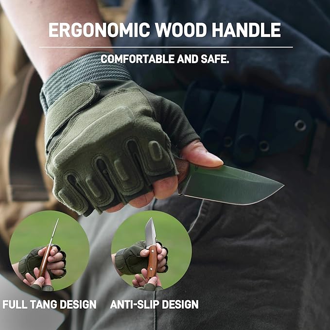CJRB Mutt Fixed Blade Knife 3.18 AR-RPM9 Steel Blade EDC Camping Knife with Wood Handle Full Tang Hunting Survival Knives with Sheath J1958 WD
