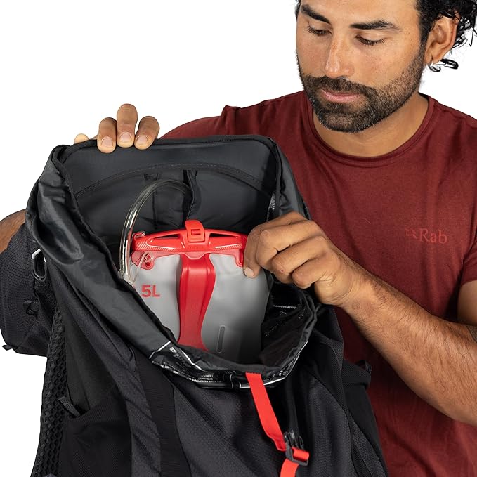 Osprey Kestrel LT 65L Men's Backpacking Backpack - Lightweight Hiking &amp Camping Bag with Waterproof Raincover Black