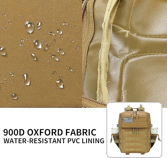 Lovelinks21 25L Military Tactical Backpack Small Assault Pack Molle Daypack for Men and Women for Work Travel Gym Outdoor Hiking Camping (Khaki)