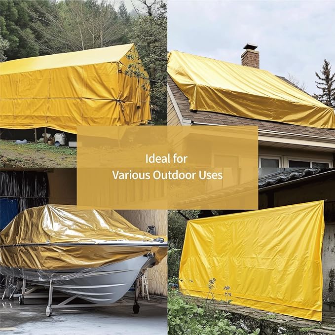 GUARD SHIELD Tarp 16x20 Feet Waterproof Yellow/Silver Tarps 8Mil Multi Purpose UV Resistant Cover for OutdoorCampingTentBoats