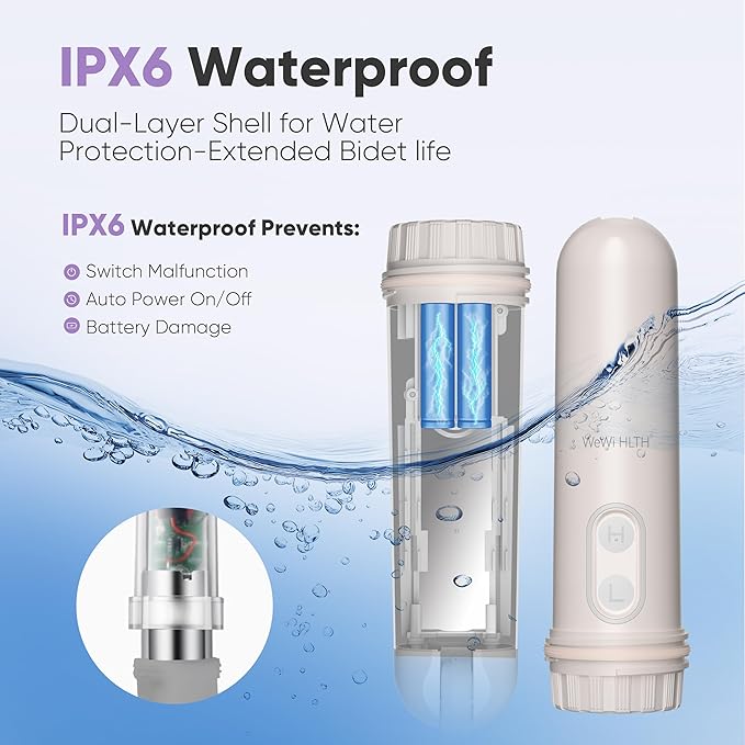 Portable Electric Bidet Sprayer - Handheld Travel Bidet with 2 Pressure Modes - Waterproof Foldable Pocket-Sized &amp Cordless for Bathroom Ultimate Personal Hygiene Cleaning at Home and Camping Whi