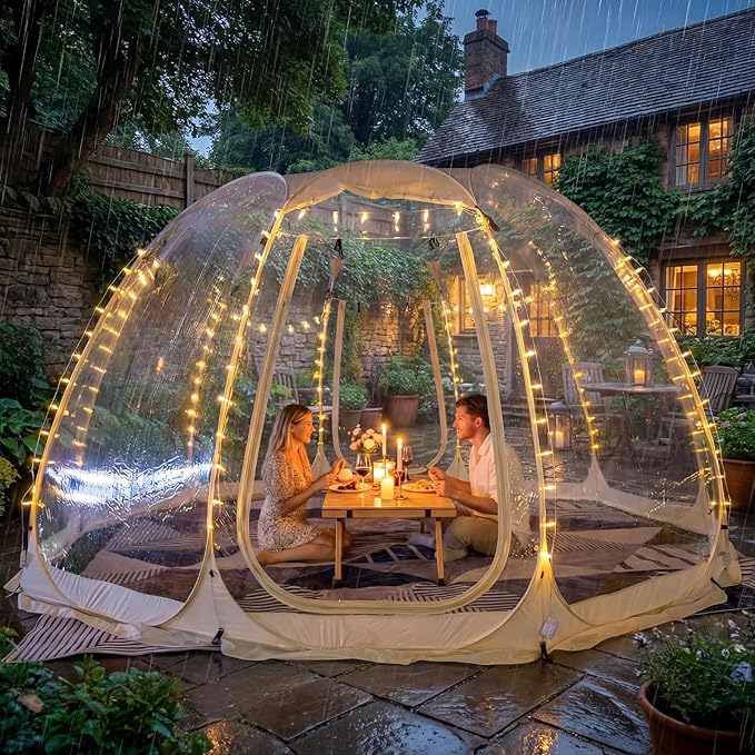Pop Up Bubble Tent15 x 15 ft Outdoor Greenhouse Clear Camping Shelters8-12 Persons Igloo TentPVC 540°Degree Fully TransparentWeatherproof and Cold Protection Portablefor Patio and Backyard