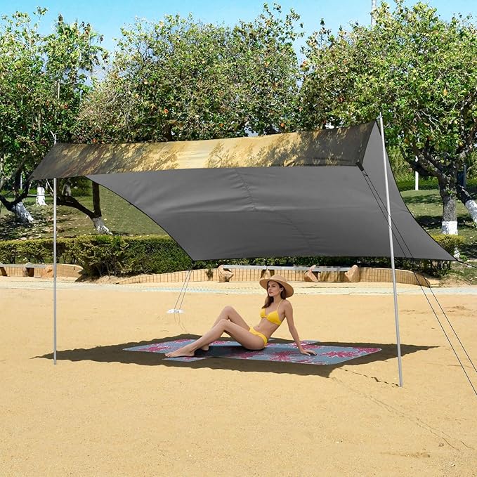 Jungle Elephant Beach Tent Sun Shelter Set UPF50+ UV Protection 10.5 x 9.19 FT Camping Shade Canopy with Sandbags Sand Anchors Carrying Bag and Others