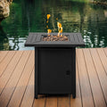 Nestl 28 Inch Fire Pit for Outdoor - 40000 BTU Outdoor Propane Fire Pit Table with Lid Rain Cover &amp Lava Rocks - Patio Fire Pit Table for Backyard Gatherings - Black