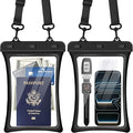 CACOE [Floatable Floating Universal IPX8 Waterproof Phone case 2 Pack-Up to 10.0Adjustable Lanyard Phone PouchCellphone Dry Bags for Vacation Beach Pool Kayak Cruise Travel Essentials（Black+Black）