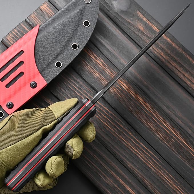 Sitivien ST35 Fixed Blade Knife AUS-10 Steel Blade G10 Handle Full Tang Knife for Outdoor Camping Hunting Fishing Survival(Black)