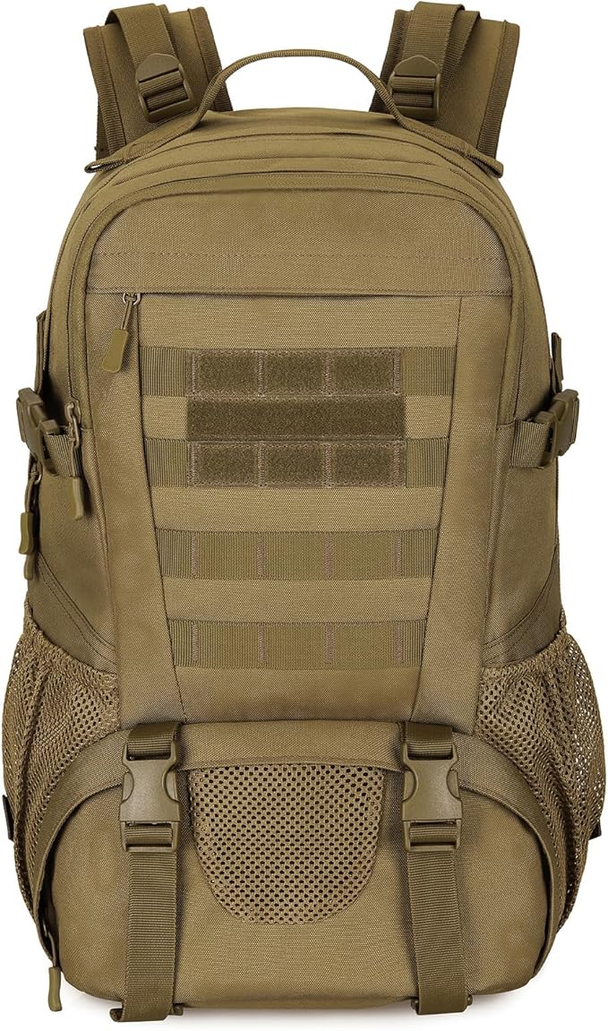 HUNTVP Military Tactical Backpack MOLLE Backpack Rucksack Gear Assault Pack Daypack for Hunting Camping Hiking 30L Brown
