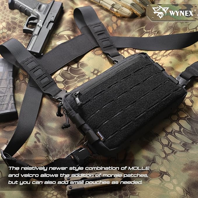 WYNEX Tactical Chest Rig Pack for Men Running Chest Bag with Front Loop Recon Chest Rigs for Hunting Outdoor EDC