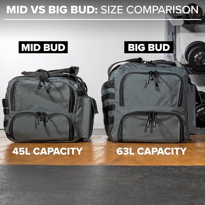 Serious Steel Fitness Gym Bag 1000D Nylon Duffel Bag Heavy Duty (Grey - Mid Bud 2.0)