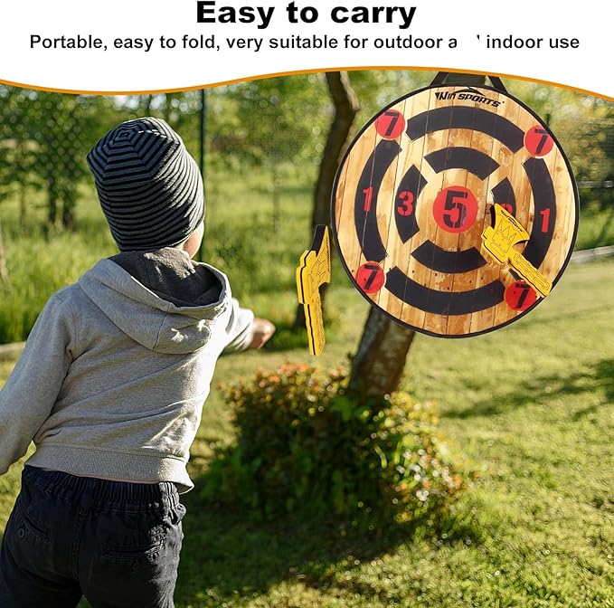 Toy Foam Axe Throwing Game - Indoor Outdoor Target GameIncludes Two Foam Axes One 26” Easy Fold Target and A Carry Bag