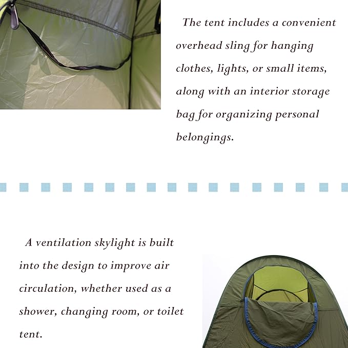 Portable Outdoor Waterproof Tent Instant Setup Shelter for Changing Room Shower Toilet Fishing with Skylight