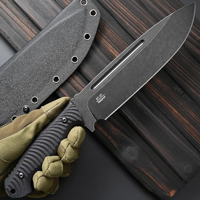 Sitivien ST27 Fixed Blade Knife 8mm Thick Sleipner Brushed Steel Blade Two Tone G10 Handle Full Tang EDC Fixed Knifes for Outdoor Camping Hunting Working