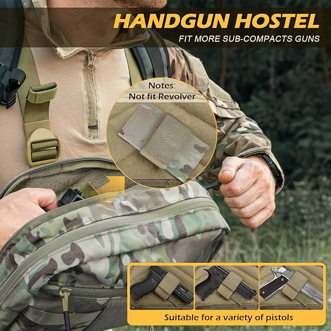 Tactical Chest Pack Bag Molle EDC Pouch Bag with CCW Compartment Adjustable Strap Workouts Fishing Hunting