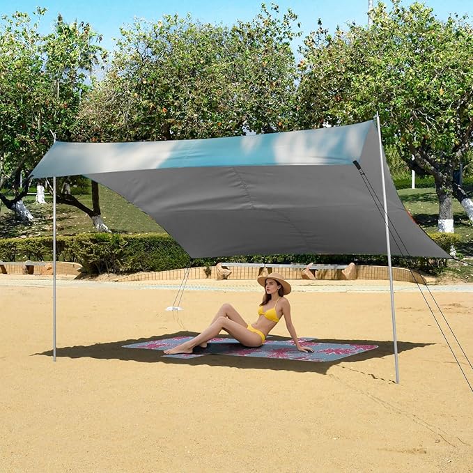 Spring Flowers Beach Tent Sun Shelter Set UPF50+ UV Protection 10.5 x 9.19 FT Camping Shade Canopy with Sandbags Sand Anchors Carrying Bag and Others