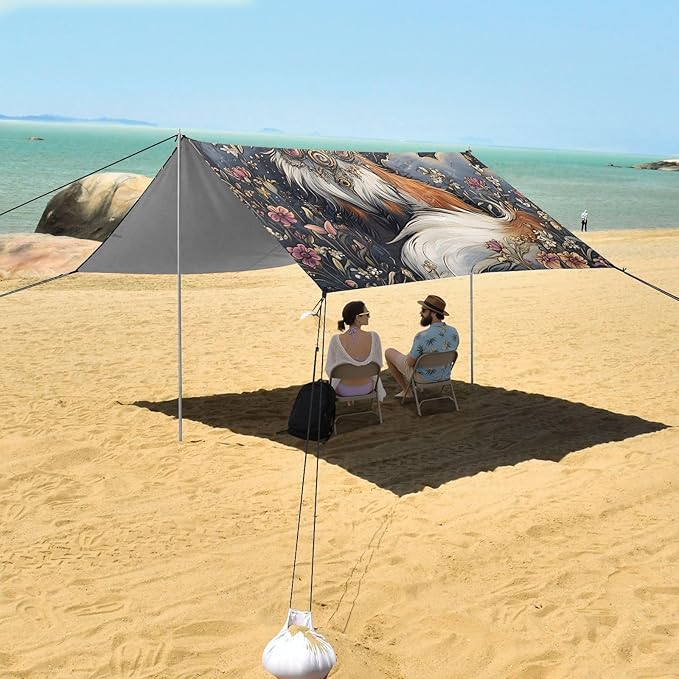 ALAZA A Beautiful Fox Beach Tent Sun Shelter Portable Canopy Sunshade for Outdoor Camping Picnics Backyard Fun 10x9 ft