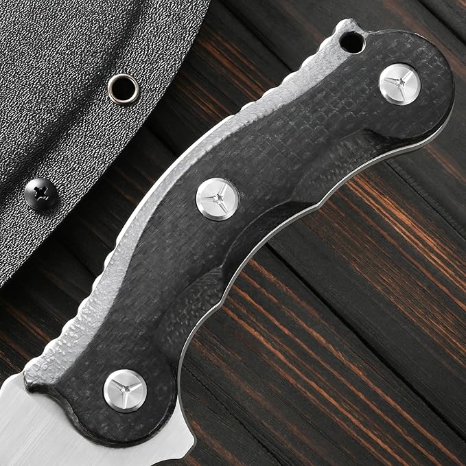 Sitivien ST39 Fixed Blade Knife 7mm DC53 Steel Blade Ergonomic Micarta Handle Full Tang Knife with Sheath for Outdoor Camping Hiking Working Survival (Black)