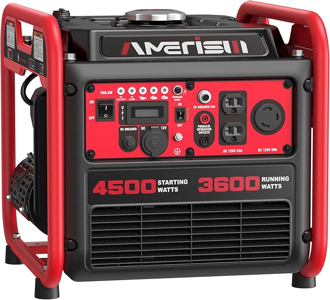 AMERISUN 4500W Gas-Powered Inverter Generator CO-Sensor Lightweight Quiet EPA Compliant for Home Emergency Backup Camping Tailgating 2025 Version