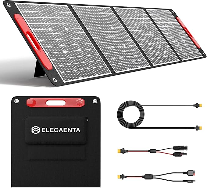 ELECAENTA 200W Portable Solar Panel for Jackery/EF Ecoflow/Bluetti/Anker Power Station 25% Conversion Ultra Lightweight Flexible &amp Foldable Solar Charger for Outdoors RVs Camping Off Grid