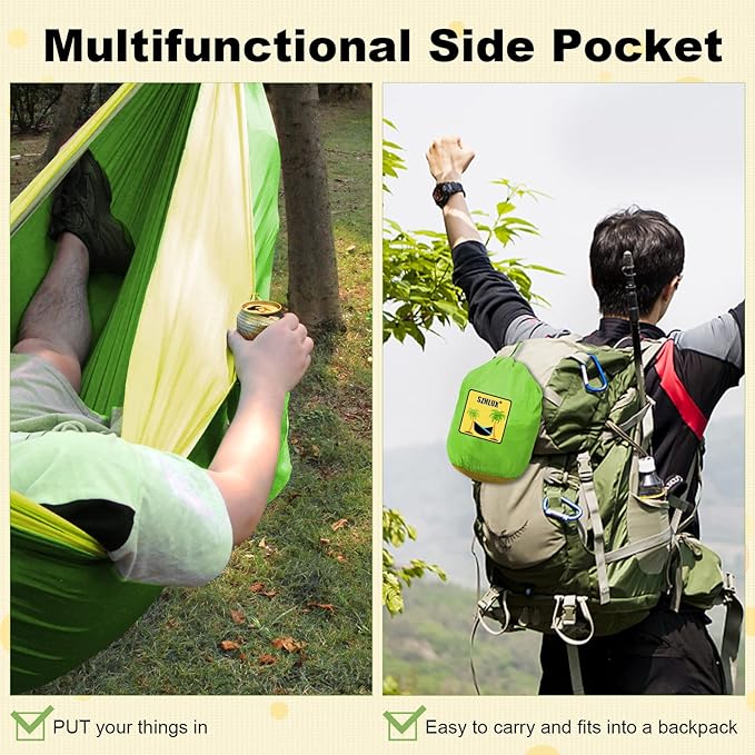SZHLUX Camping Hammock Double &amp Single Portable Hammocks with 2 Tree Straps Great for HikingBackpackingHuntingOutdoorBeachCamping