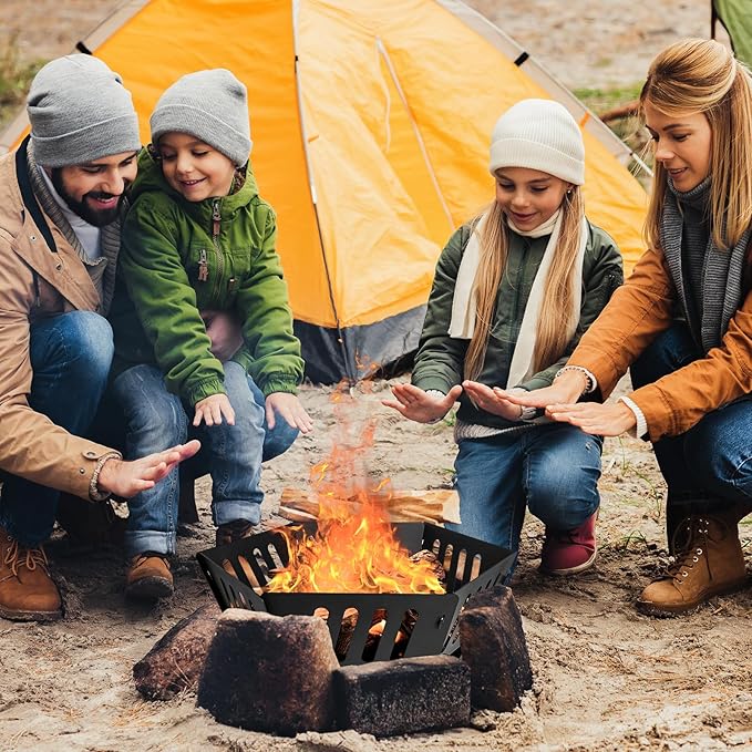 24-inch Fire Pit Outdoor Portable Wood-Burning Fire Pit Log Stove Fireplace for Camping Backyard Garden Picnic Patio and Beach. Comes with A Carry Bag