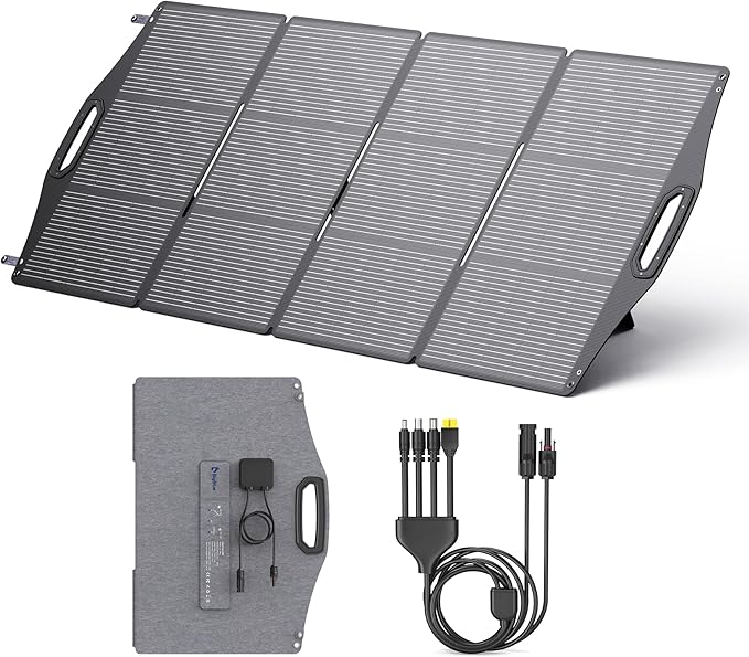 200W Solar Panel BigBlue SolarPowa 200 Solar Panel Charger with Kickstand for Camping IP68 Waterproof Portable and Lightweight 25% Solar Efficiency DC5521/8020/7909/ XT60 Plug for Power Station