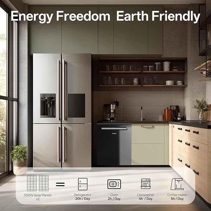 JJN 550 Watt Bifacial Solar Panels 2PCS12/24/48 Volt 1100 Watt Solar PanelMonocrystalline for Homes Rooftop Farm RV and Off-Grid Applications