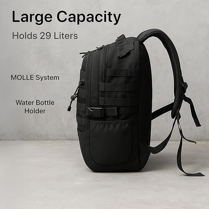 WESTEND 29L Tactical Backpack for Men – Military Assault Pack with MOLLE System Heavy Duty Bug Out Bag for Outdoor Activity