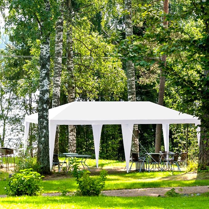 TANGKULA 10 x 20 Feet Outdoor Canopy Tent Wedding Party Tent with Removable Sidewalls Pavilion Canopy Cater for Party Events Backyard White