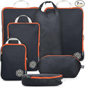 Large Compression Packing Cubes for Travel-Packing Cube Luggage Organizers 7 Piece Set for Checked Luggage-Ultralight Expandable/Compression Bags by TRIPPED Travel Gear (Grey/Orange)