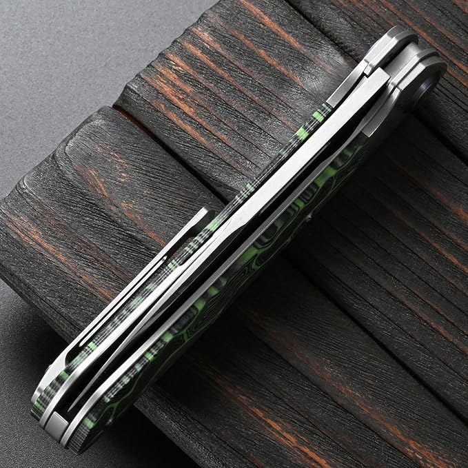 Sitivien ST256 Damascus Steel Folding KnifeDamascus Blade with Colorful G10 Handle EDC Knife for Outdoor CampingHiking Fishing(Green) … …