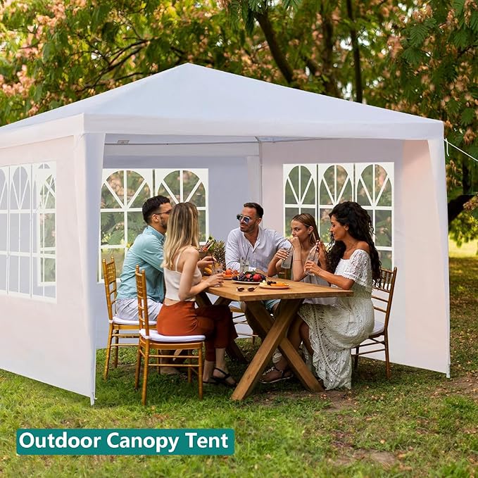 Outdoor Gazebo Canopy Wedding Party Tent Camping Shelter Commercial Instant Shelter Waterproof Tent with Removable Side Walls (10'x10' Three Sides)