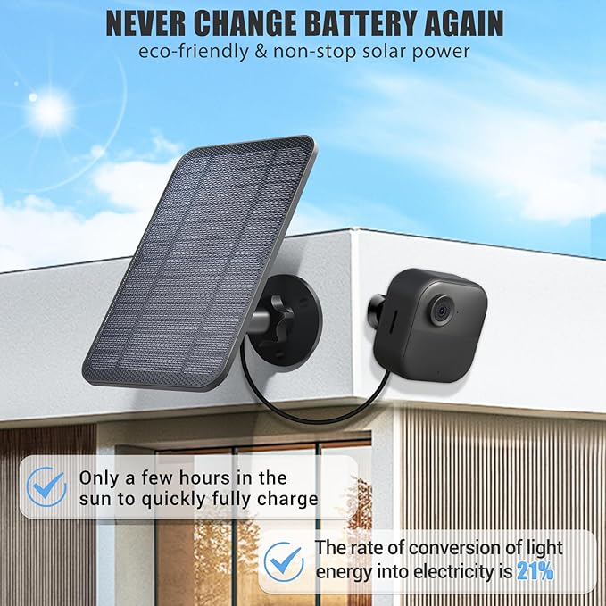 Solar Panel Compatible with Blink Camera Outdoor 4 (4th Gen) 4W Waterproof Solar Panel Charger with Battery for Blink Camera 4th Gen with 13.12ft Charging Cable and 360°Adjustable Mount
