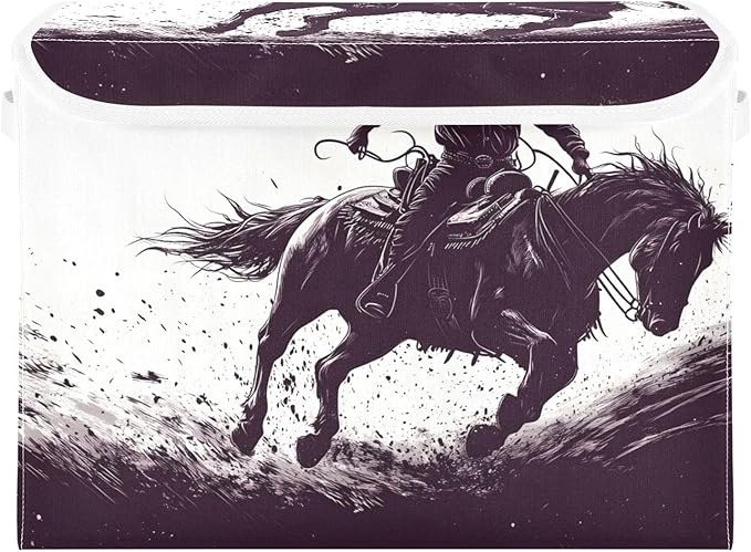 Storage Cube with Lid Cowboy Silhouettes Print 16.5×12.6×11.8 IN 1 Pack Collapsible Large Capacity Foldable Storage Basket Bin Organizer