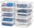 IRIS USA 10-Pack Storage Bins with Lids 28 Quart Shoe Boxes Clear Stackable Containers Organize Shoes Closet Shelves Classroom Organization Teacher Tools Game Storage - BPA-Free Plastic