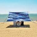 ALAZA Blue Clouds Stars Beach Tent Sun Shelter UPF50+ Protection Beach Shade Canopy w/ 4 Sandbags for Outdoor Camping Fishing Backyard Fun Picnic 10x9 ft