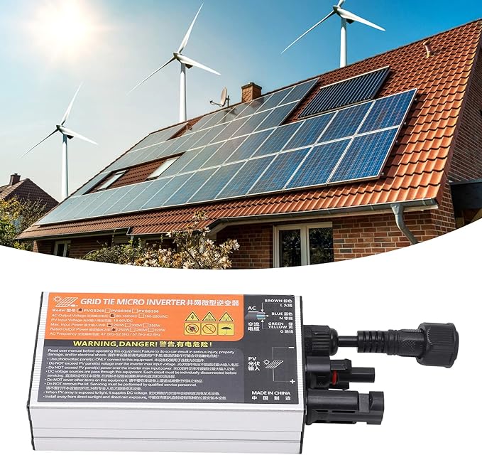 GLOGLOW Solar PV Micro Grid Tie Inverter 350W MPPT Converter with Islanding DC Power Point Tracking 50Hz AC Output Frequency for Solar Panel (PVGS-260W(18-60V) 110V)