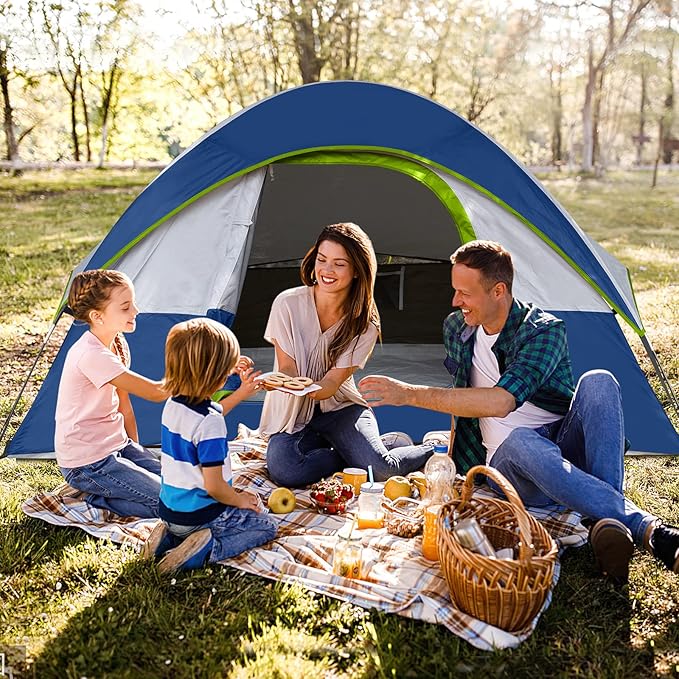 Camping Tent 2-4 Person Waterproof Windproof Tent with Rainfly Easy Set up-Portable Dome Tents for Camping…