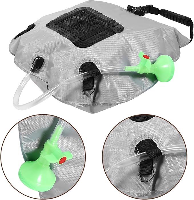 20l Solar Heating Outdoor Hiking Shower Bag with Portable Shower Head and On/Off Switch for Travel Beach and Backpacking