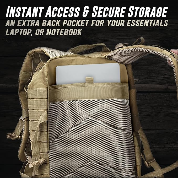 Tru Salute 45L Military Tactical Backpack Large Army 3 Day Assault Pack Molle Bug out Bag Rucksack (Tan)