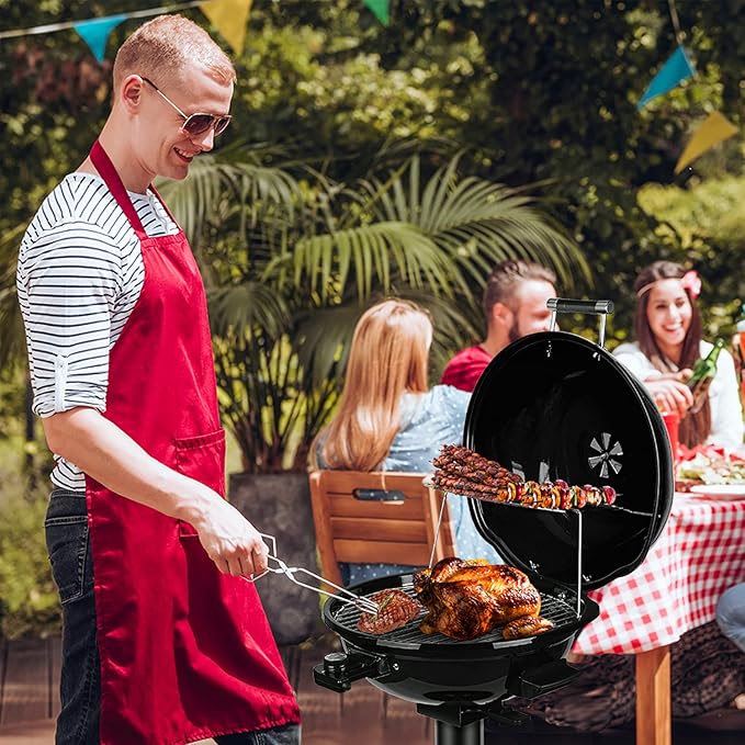 Electric BBQ Grill Techwood 15-Serving Indoor/Outdoor Electric Grill for Indoor &amp Outdoor Use Double Layer Design Portable Removable Stand Grill 1600W (Stand Black BBQ Grills)