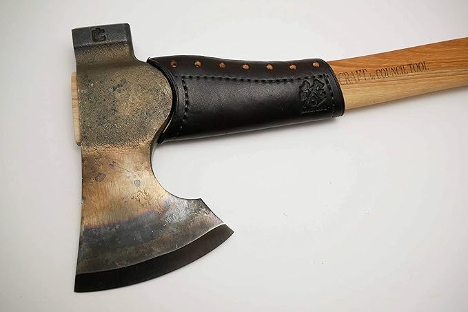 Leather Axe Handle Guard/Collar (Council Tool 2# Wood-Craft Camp Carver 16″ Brown)