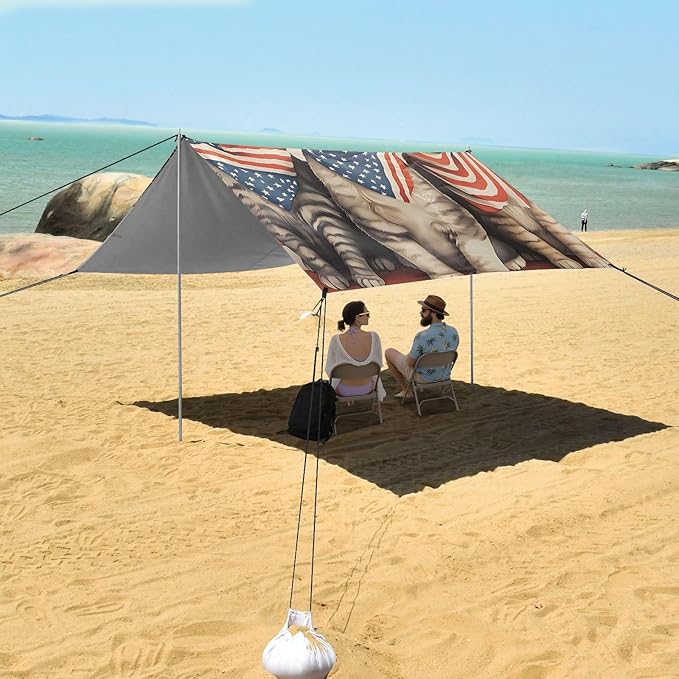 ALAZA Three Cats Sunglasses Flag Beach Tent Sun Shelter Portable Canopy Sunshade for Outdoor Camping Picnics Backyard Fun 10x9 ft