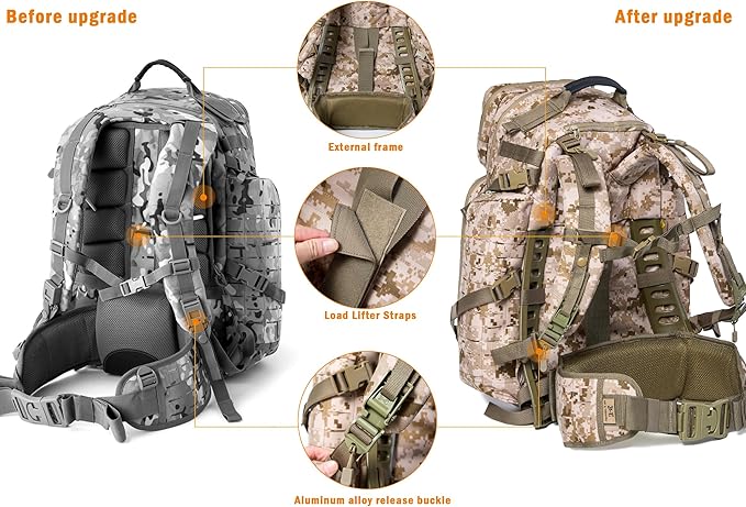 MT Military 3Day Rucksack with External Frame MOLLE Army Medium Ruck Assault Backpack