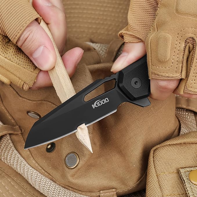KIDOO Folding Pocket Knife 2.83 5CR15 Stainless Steel Blade G10Handle with Clip - EDC Knife for Hunting Camping Hiking Tactical Survival Present for Men Dad Women (Drop Point)